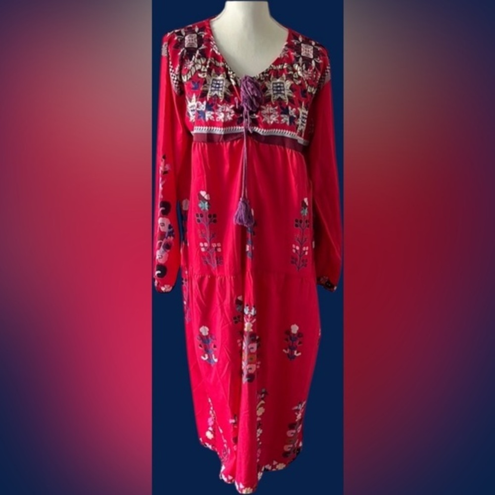 Pink Bishop Sleeve Scoop Neck Gown